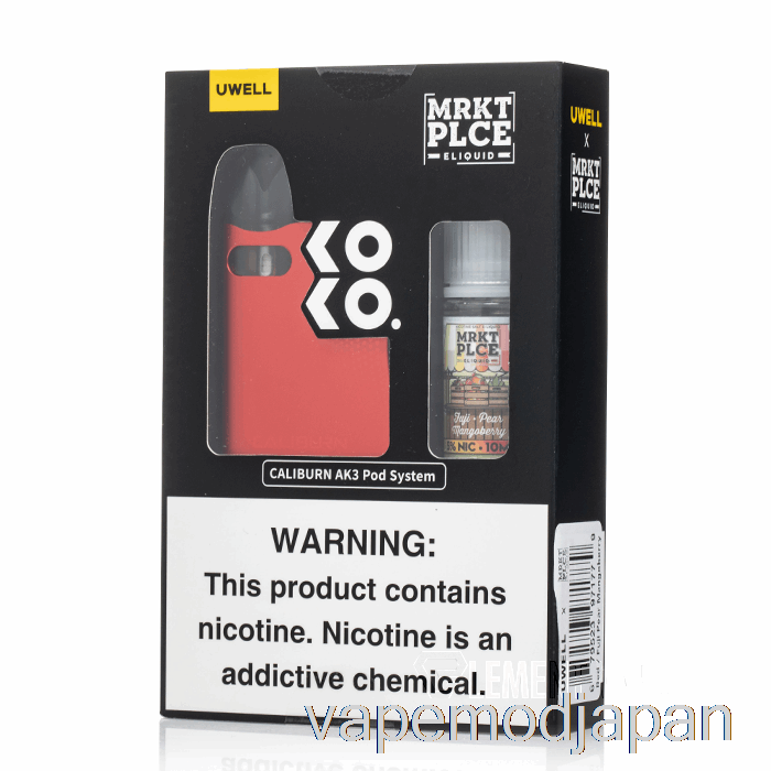 Vape Japan Uwell X Dv Caliburn Ak3 キット + 50mg NIC ソルト [レッド] Mrkt Plce - ふじ梨マンゴーベリー